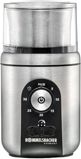 Rommelsbacher Ηλεκτρικός Μύλος Καφέ με Χωρητικότητα 70gr Ασημί