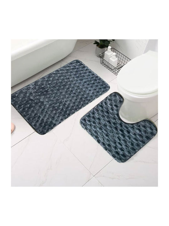 SpitiBazaar Αντιολισθητικό Σετ Πατάκια Μπάνιου SD-3966 Γκρι 2τμχ