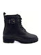 Leder Stiefeletten Damen Schwarz