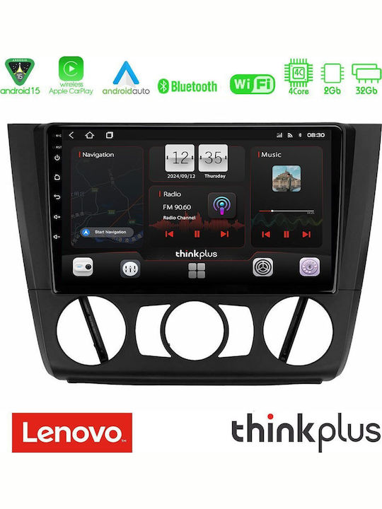 Lenovo Car Audio System for BMW E81 / E82 / E87 2007-2011 with A/C (Bluetooth/USB/AUX/WiFi/GPS/Apple-Carplay/Android-Auto) with Touch Screen 9"