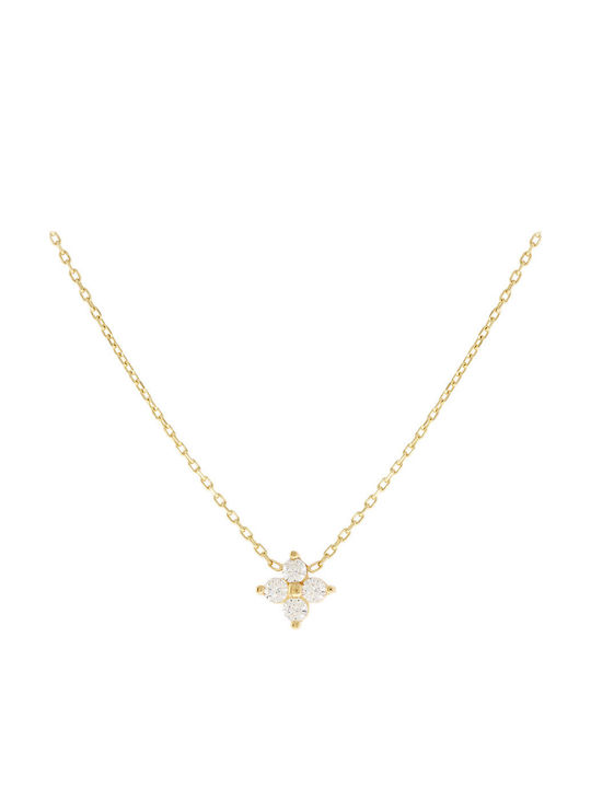 Charm mit Design Blume aus Gold 14K mit Zirkon