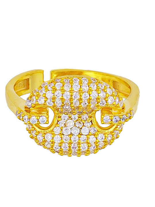 Excite-Fashion Ring with Zircon made of Silver Gold Plated