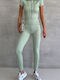 Leggings Pentru Instruire Set Femei Cu Colanți Cropped De Strângere Verde Deschis
