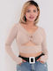 Bluza Damă Crop Top Mânecă Lungă Crem