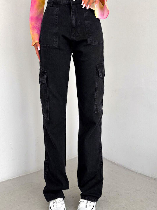 Hoch tailliert Damenjeans in Entspannter Passform Black