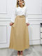 Πλισέ Maxi Φούστα Beige