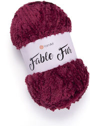 YarnArt Fable Fur Puffy Polyester Burgundy 981 ...