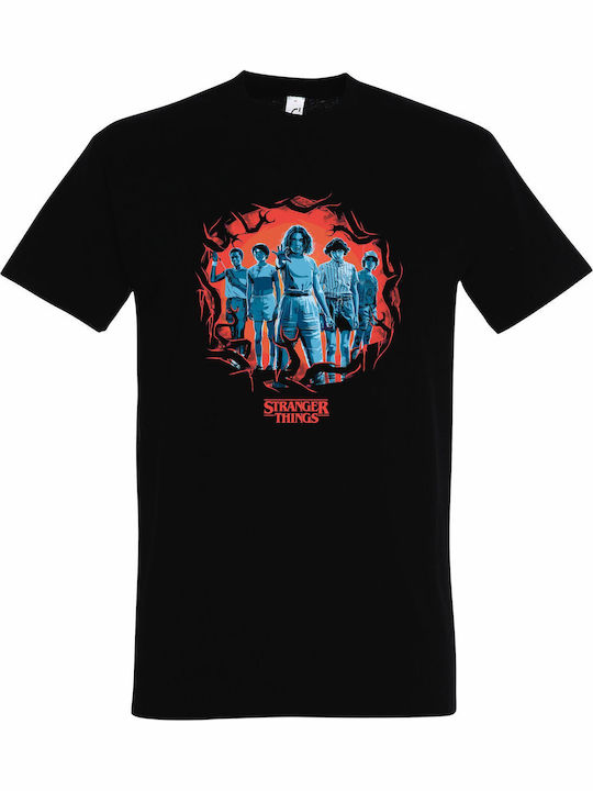 Kinder-T-Shirt Black Stranger Things Characters Graphic Design
