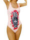One-Piece Swimsuit Floral Orange