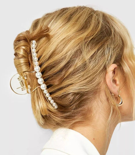 Hair Claw with Pearls Maleya 10x2.5cm Ac13 Hrd-ac13