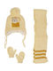 Kids Beanie Set with Scarf & Gloves Knitted Yellow