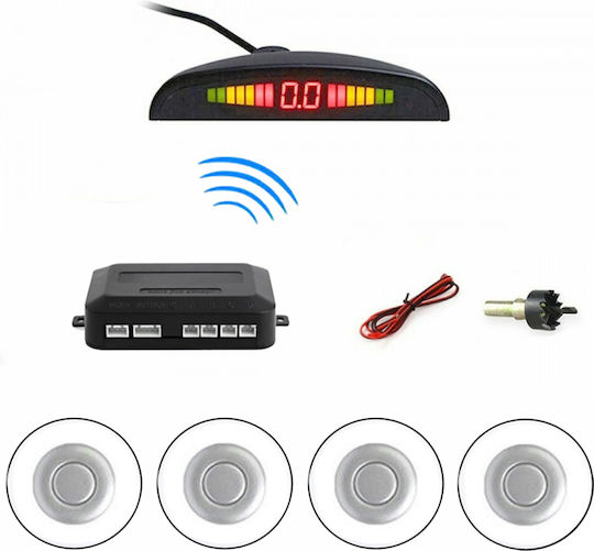 Car Parking System with Screen and 4 Sensors in Silver Color