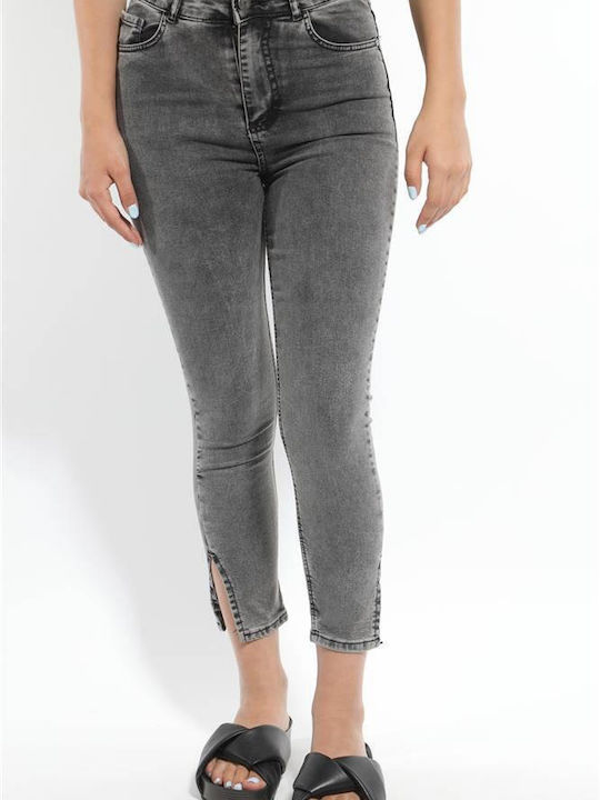 Plus Size Ψηλόμεσο Γυναικείο Jean Παντελόνι με Σκισίματα