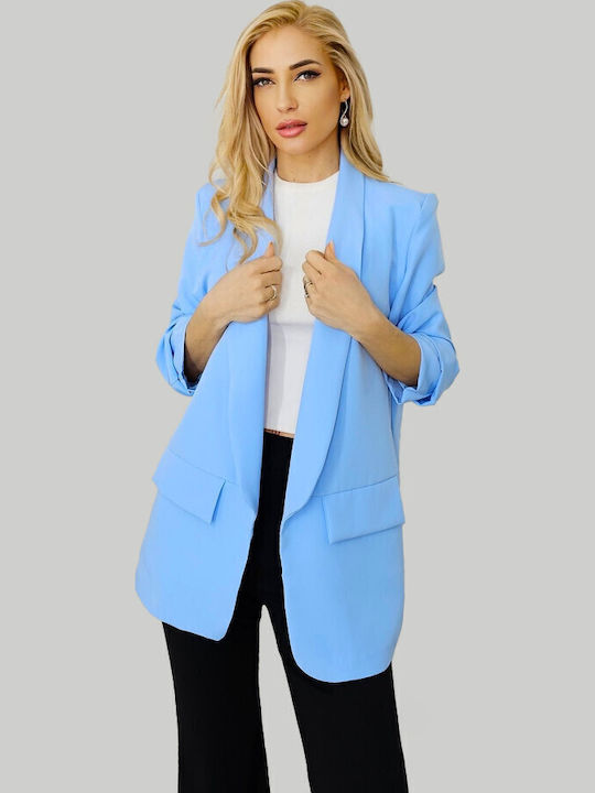 Long Women's Blazer Baby Blue