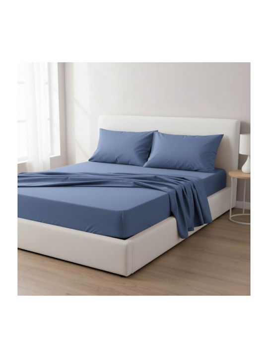 Olia Home Σετ Σεντόνια Μονά 160x260εκ. Light-blue (3τμχ)