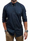 Long Sleeve Cotton Shirt in Regular Fit Navy Indigo