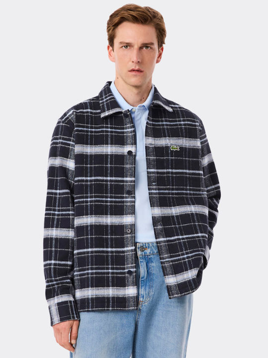 Long Sleeve Checked Blue Overshirt