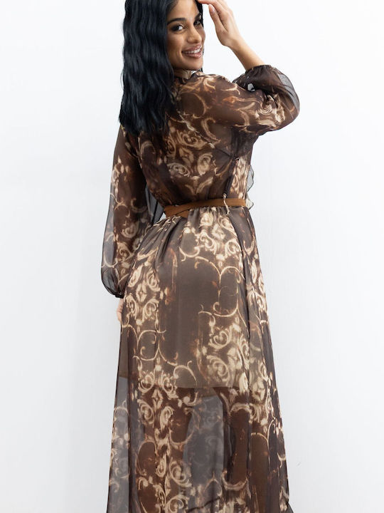 Sommer Maxi Hemdkleid Kleid Brown