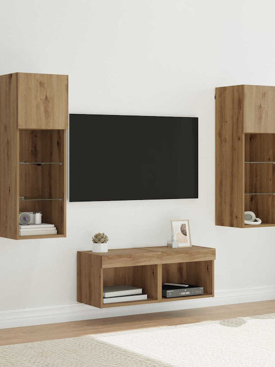 Wohnzimmer TV-Einheit Black Beech mit Beleuchtu...