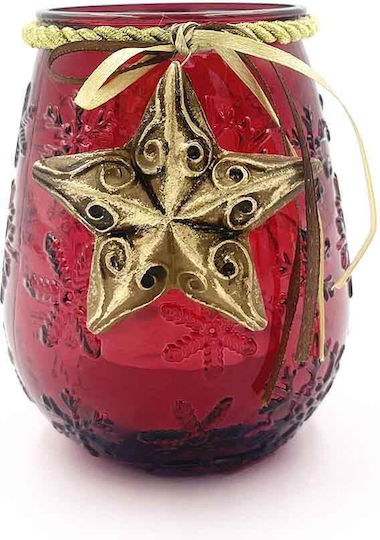 Star Christmas Ceramic Red Candlestick