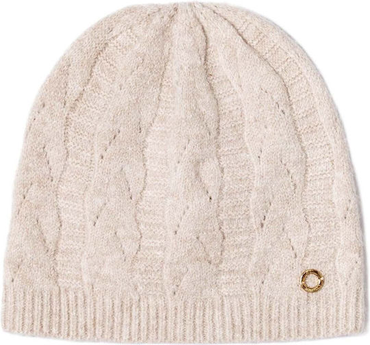 Beanie Feminin Căciulă cu Tricotaj Rib în culoarea Bej