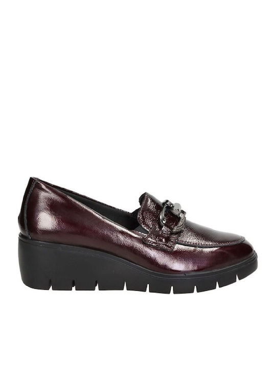 Leder Damen Loafers in Burgundisch Farbe