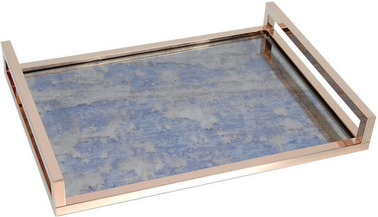 Metallic Rectangular Decorative Tray with Mirror 37x27cm