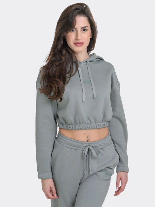 Cropped Women's Sweatshirt Hooded Beige