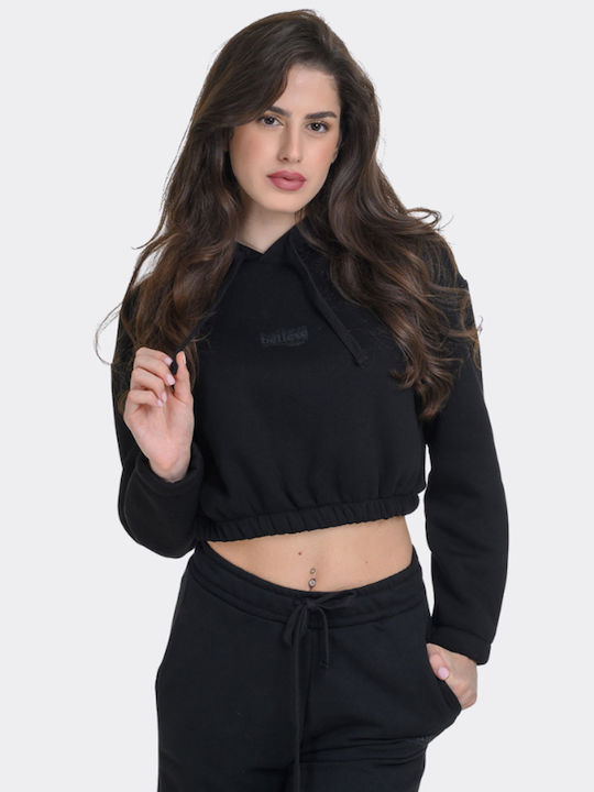 Target Cropped Women's Sweatshirt Hooded Black