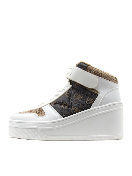 Damen Flatforms Sneakers Καφέ-λευκό-μπεζ
