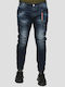 Men's Elastic Jeans Pants with Slim Fit Blue