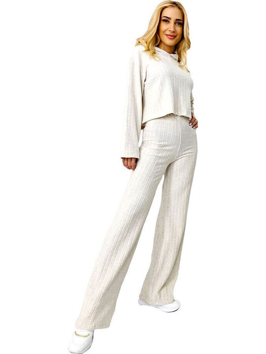 Damen Cream Set mit Hose in Lockerer Passform