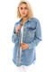 Lungă Jachetă de femei din denim Blue