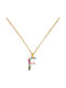 Excite-Fashion Necklace Monogram "F" from Gold Plated Silver with Zircon