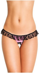 Bikini Softline String 2417 Lace Cutout Ruffle Elastic Pink Black One Size