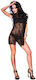 3-Piece Set Cr-4028 Babydoll Thong Bustier Chilirose Black L XL