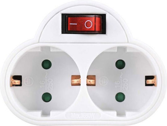 Technik Schuko T-Shaped Wall Plug with Surge Protection 2 Positions with Switch