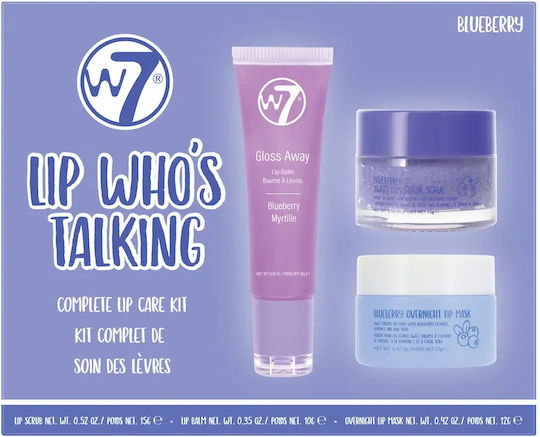 W7 Cosmetics Lip Who’s Talking Blueberry Σετ Μακιγιάζ για τα Χείλη 3τμχ