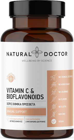 Natural Doctor Vitamin C & Bioflavonoids Βιταμίνη για Ενίσχυση του Ανοσοποιητικού, τo Δέρμα & Αντιοξειδωτική δράση 90 φυτικές κάψουλες