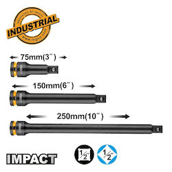 Impact Socket Extensions Pneumatic 1/2" Set 3 Pcs 75-150-250mm Ingco Hkiseb12031