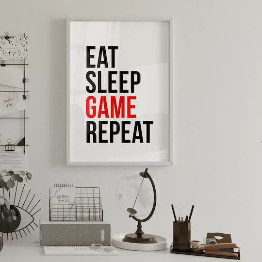 Gaming Poster Gaming Routine Gm139 30cm X 40cm Cadru Lemn Natural Închis Maro