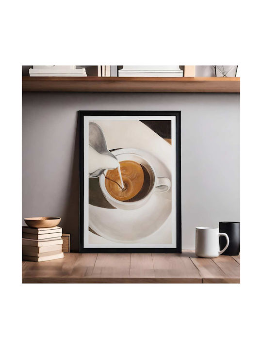 Poster Cappuccino Coffee Pst25333 50cm X 70cm Κορνίζα Σκούρο Φυσικό Ξύλου Καφέ