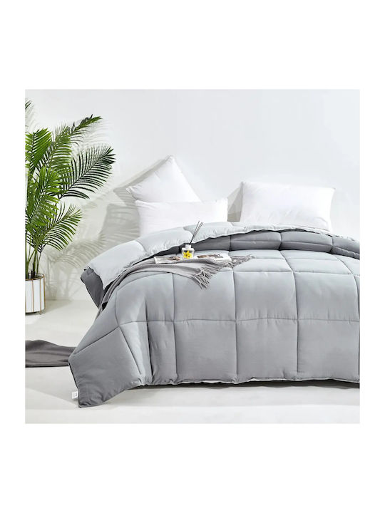 Mattex Bettdecke Großes Doppelbett mit Microfiber-Füllung 220x240cm Grey-light Grey 450 GSMGsm 11 togs Togs