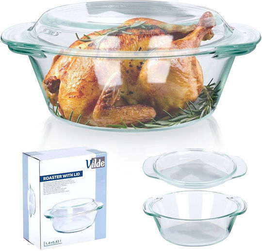 Orion Glass Oval Heat-Resistant Cookware with Lid 1400ml
