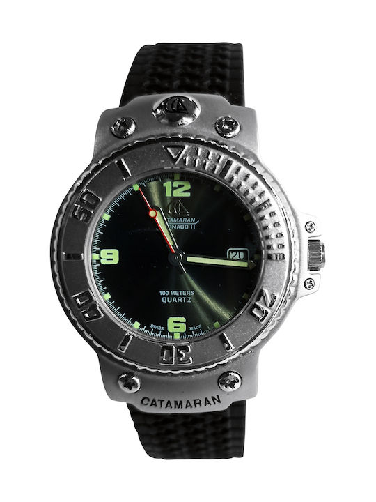 Catamaran Men's Watch 41.5mm Battery with Black Rubber Strap