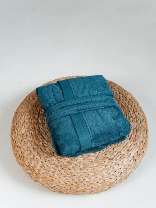 Carmel Luxury Bathrobe with Hood in Petrol Blue...