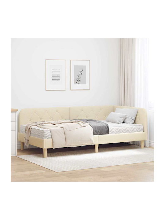 Kinderbett Bett Einzel Mit Stoff Cremé Mit Latt...