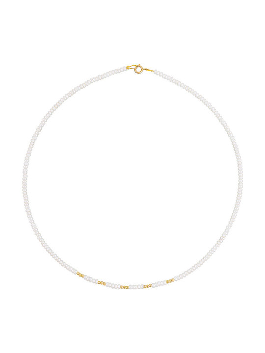 Necklace 14K Gold Elements White Pearls F126758