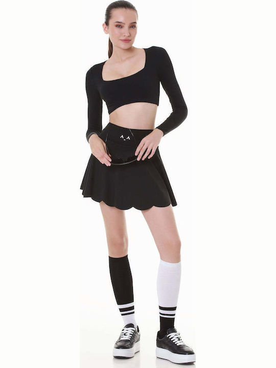 Bluza Damă Crop Top Neagră