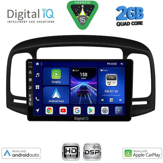 Digital IQ Ηχοσύστημα Αυτοκινήτου για Hyundai Accent 2005-2012 (Bluetooth/USB/WiFi/GPS/Apple-Carplay/Android-Auto) με Οθόνη Αφής 9"